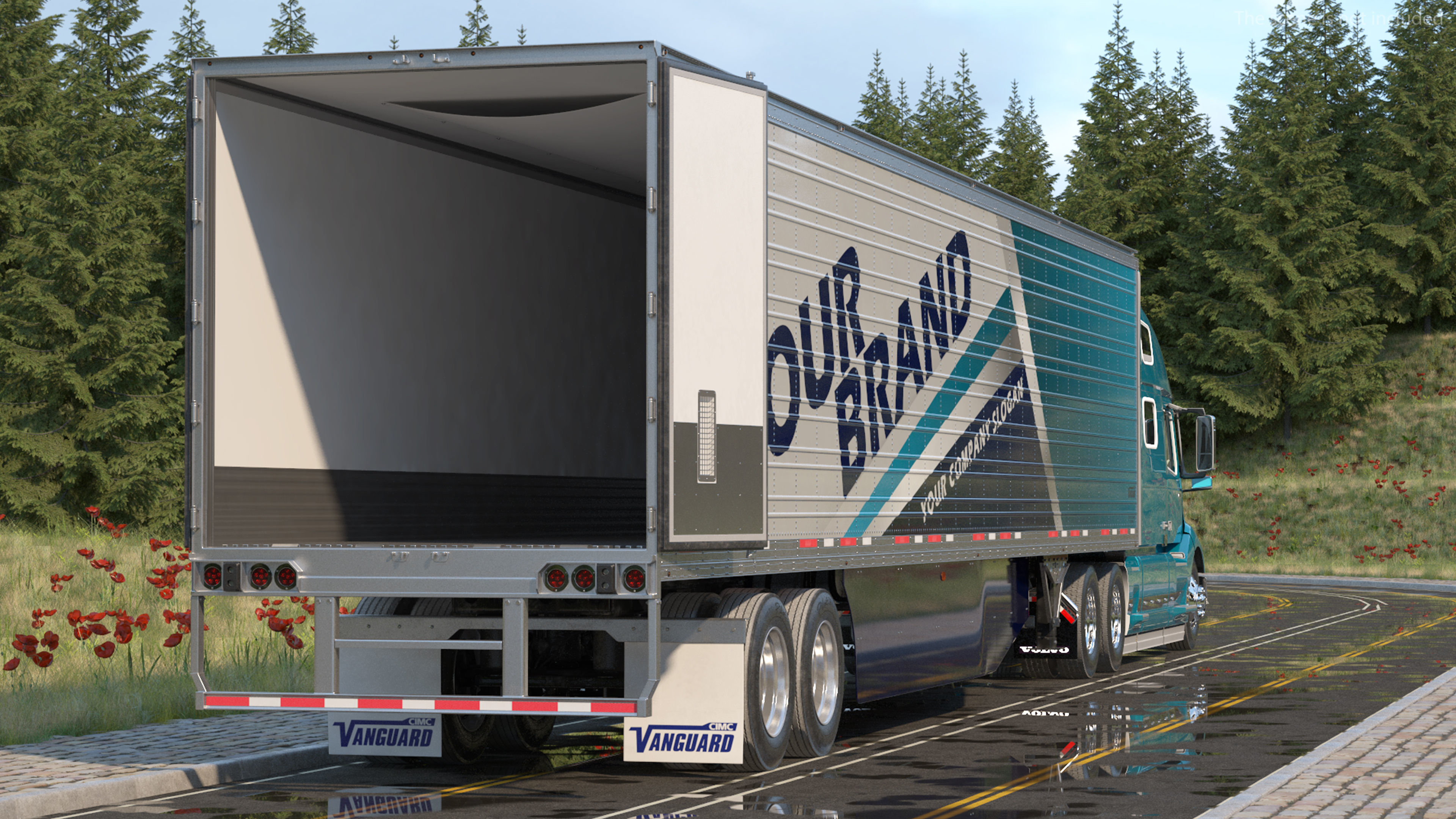Volvo VNL 860 Truck with Reefer Trailer Your Brand Rigged 3D model_4