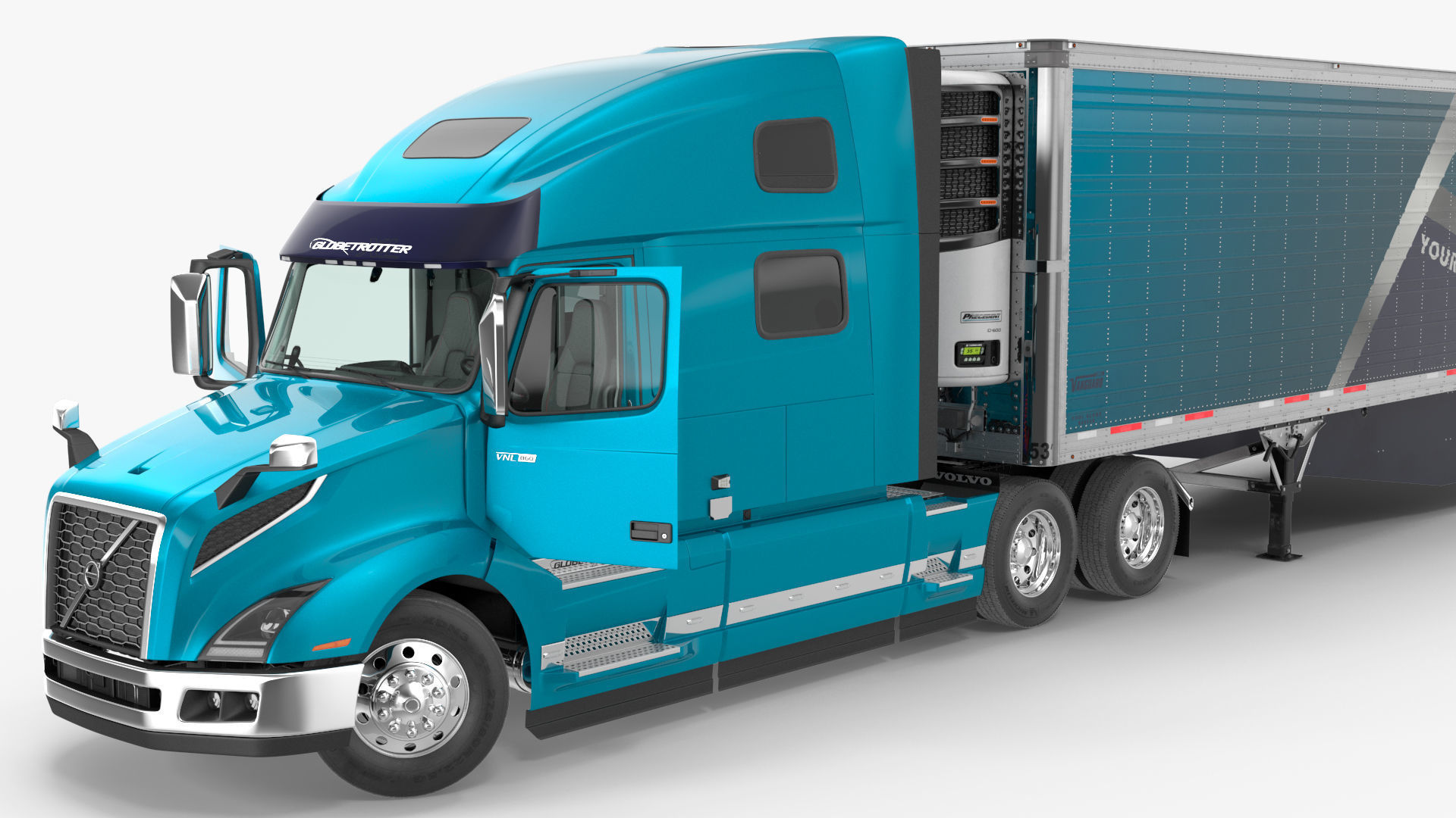 Volvo VNL 860 Truck with Reefer Trailer Your Brand Rigged 3D model_31