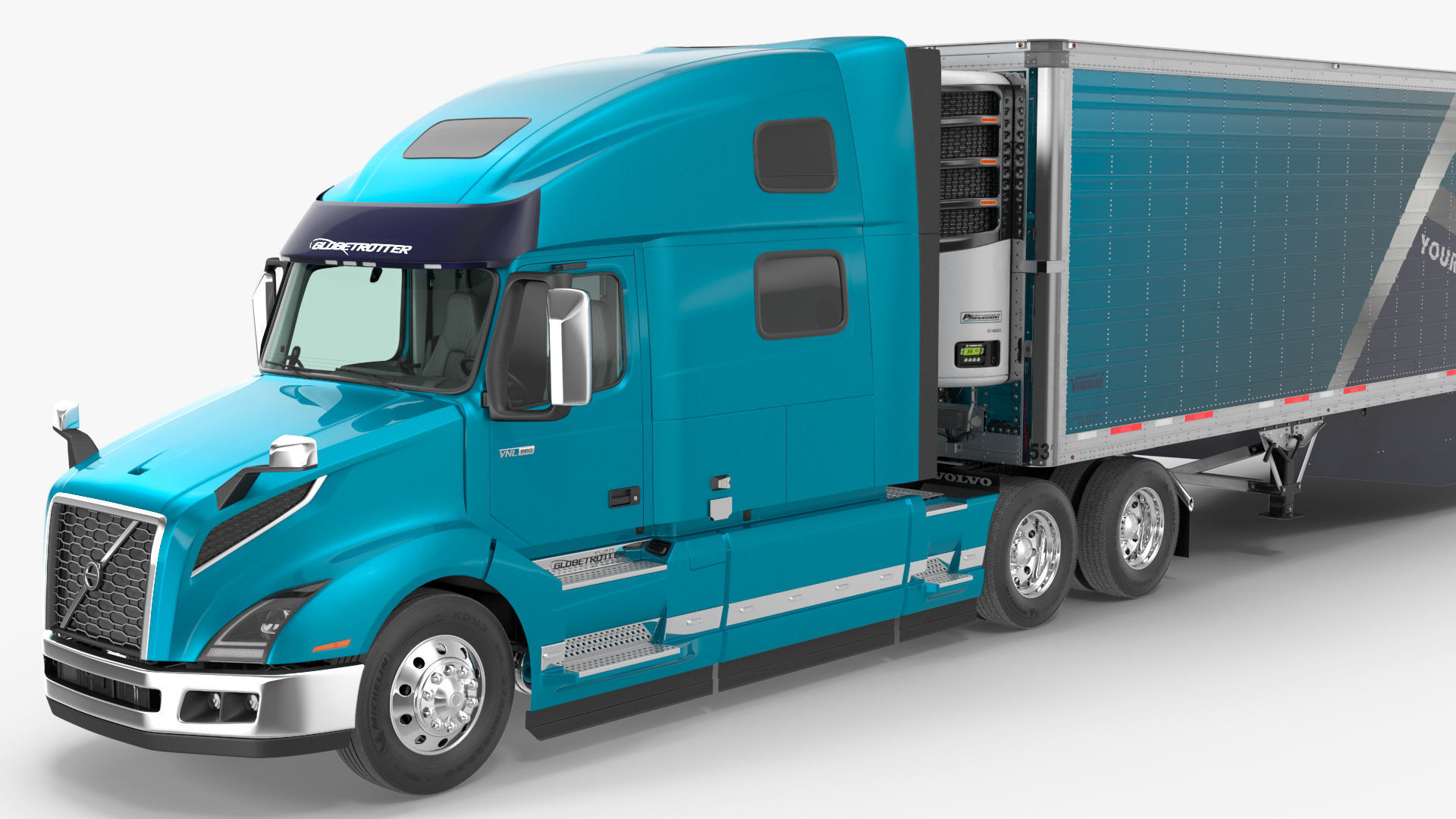 Volvo VNL 860 Truck with Reefer Trailer Your Brand Rigged 3D model_30