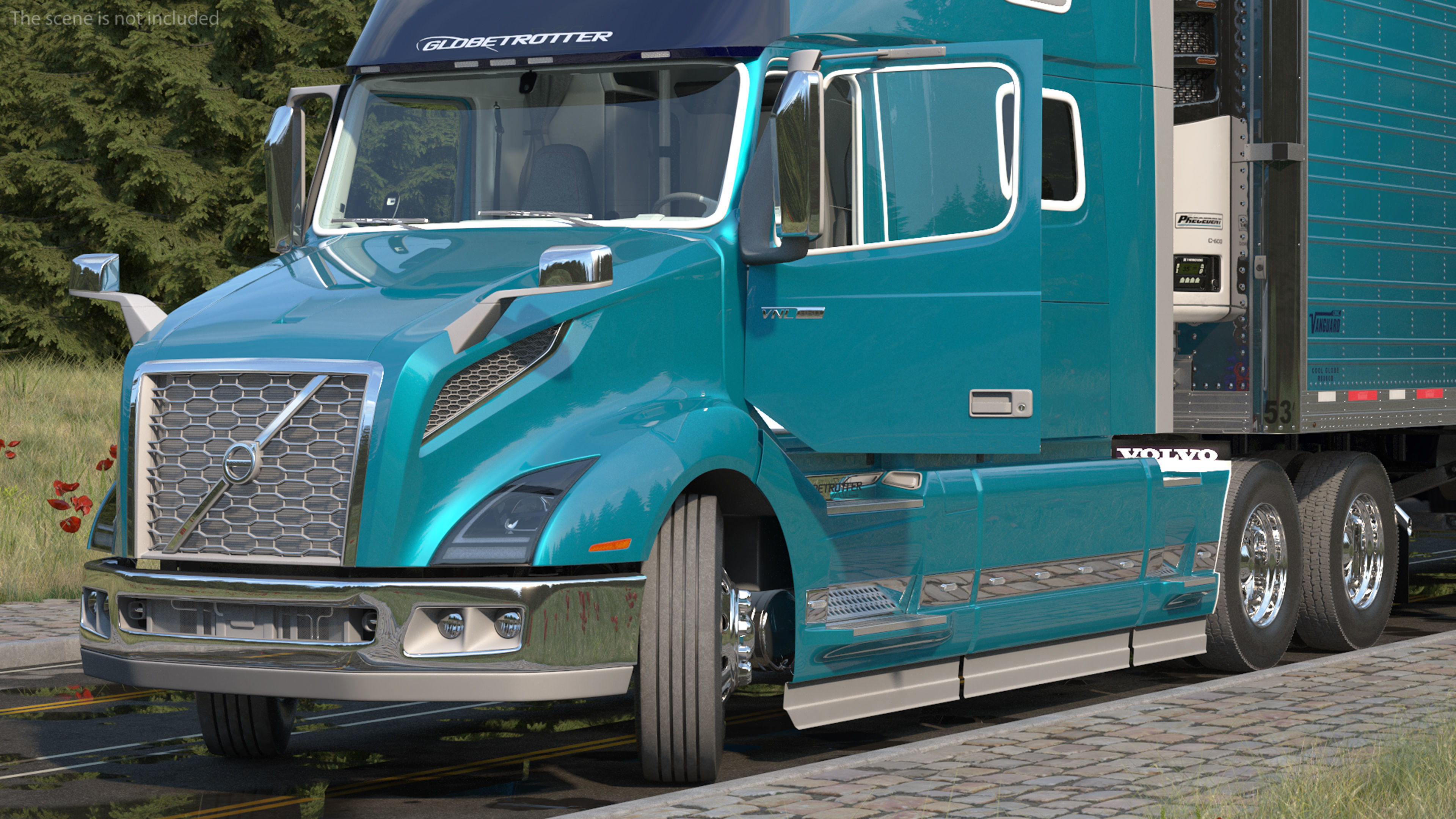 Volvo VNL 860 Truck with Reefer Trailer Your Brand Rigged 3D model_8
