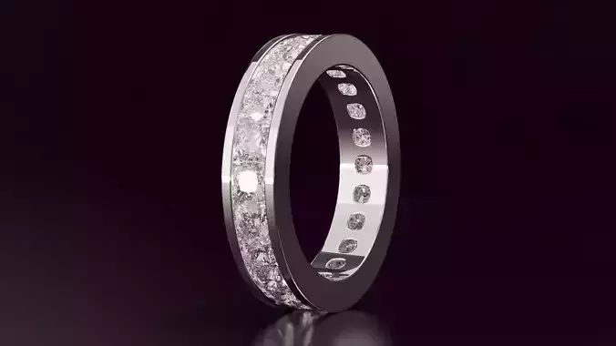 channel set cushion square eternity band 54EU size 3D print model