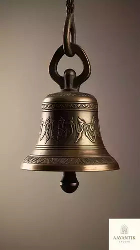 Puja Bell with Hanging Hook Low-poly 3D model