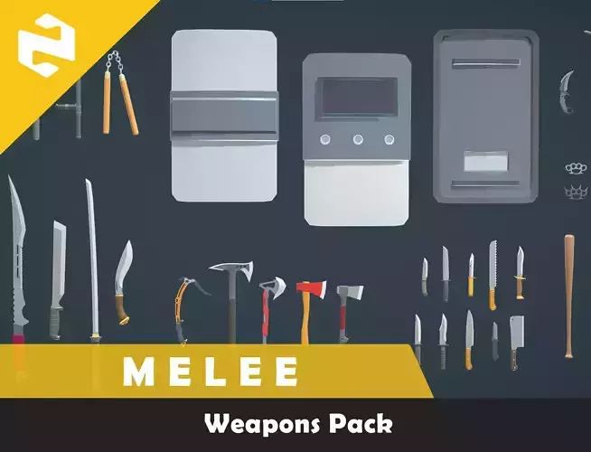 Weapons Pack - Melee Weapons Low-poly 3D model