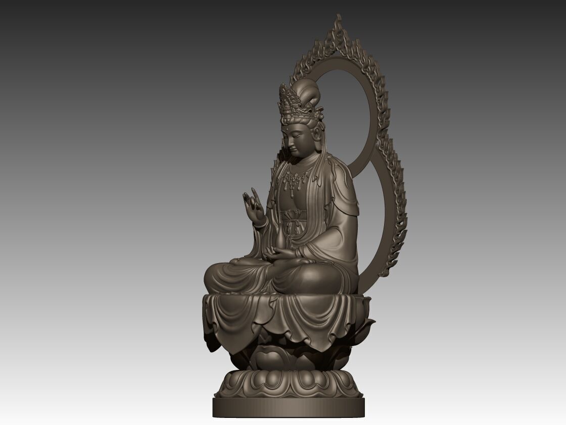 Guanyin Bodhisattva Statue 3D print model_1
