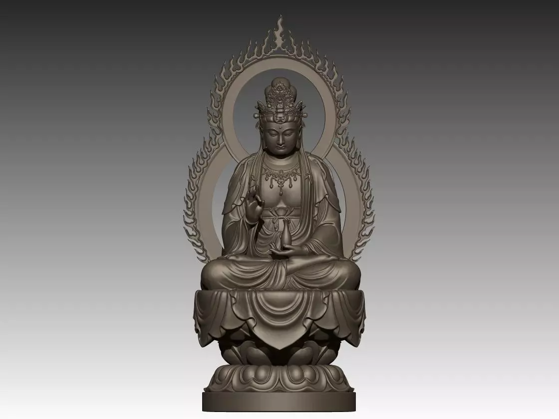 Guanyin Bodhisattva Statue 3D print model_0