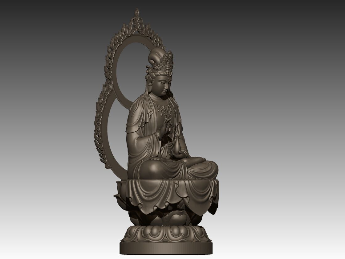 Guanyin Bodhisattva Statue 3D print model_2
