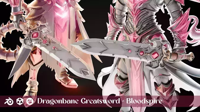 Stylized Sword - Dragonbane Greatsword Bloodspire - Game Ready