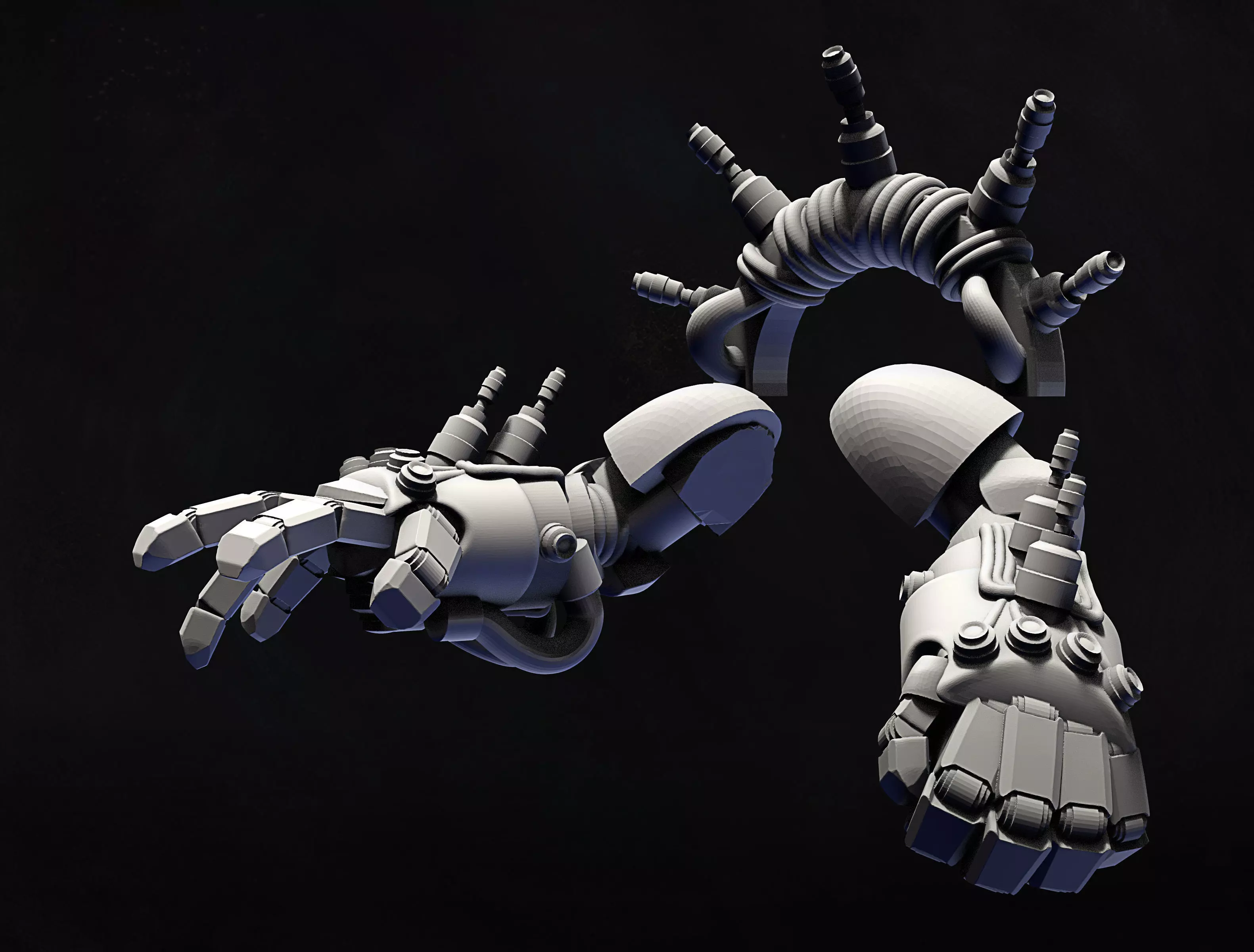 Electric gauntlets and backpack addon 3D print model_0