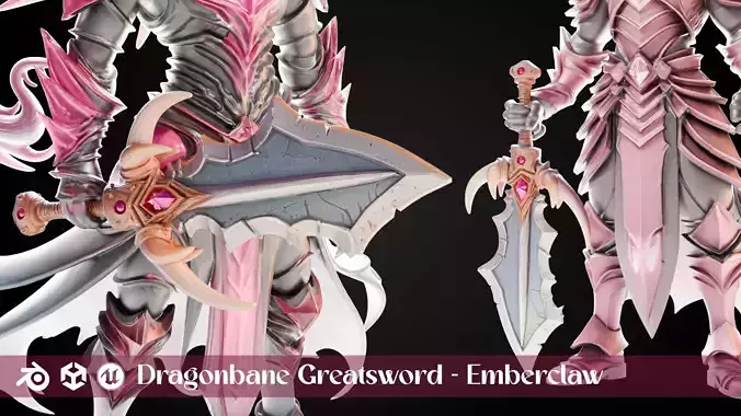 Stylized Sword - Dragonbane Greatsword Emberclaw - Game Ready