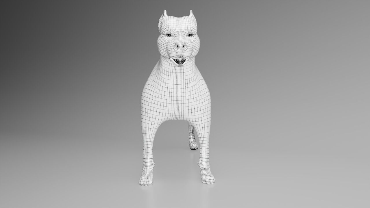 This is a model of a pit bull dog Low-poly 3D model_5
