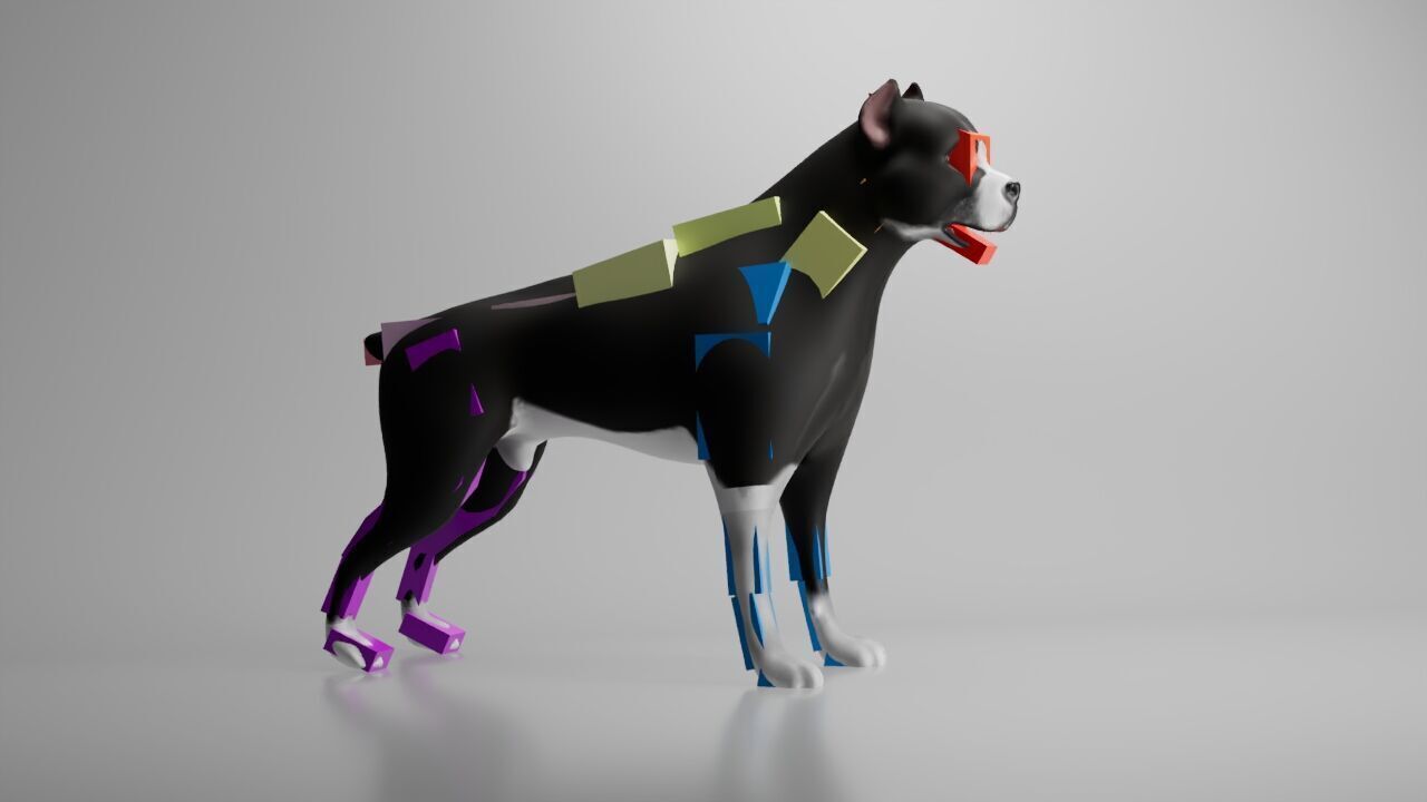 This is a model of a pit bull dog Low-poly 3D model_3