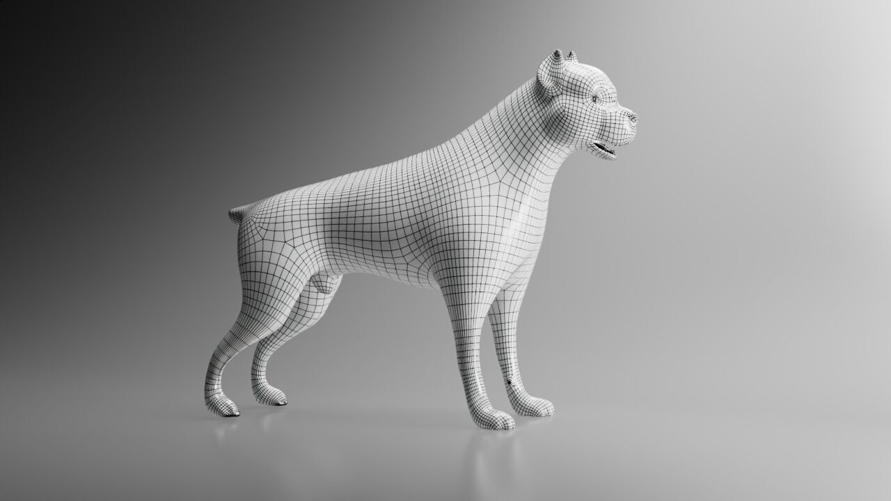 This is a model of a pit bull dog Low-poly 3D model_6