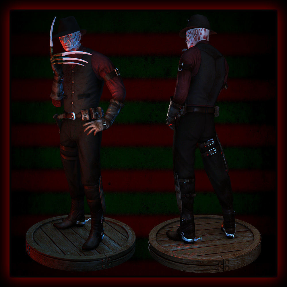 Western Style Freddy Krueger Game Mesh Low-poly 3D model_3