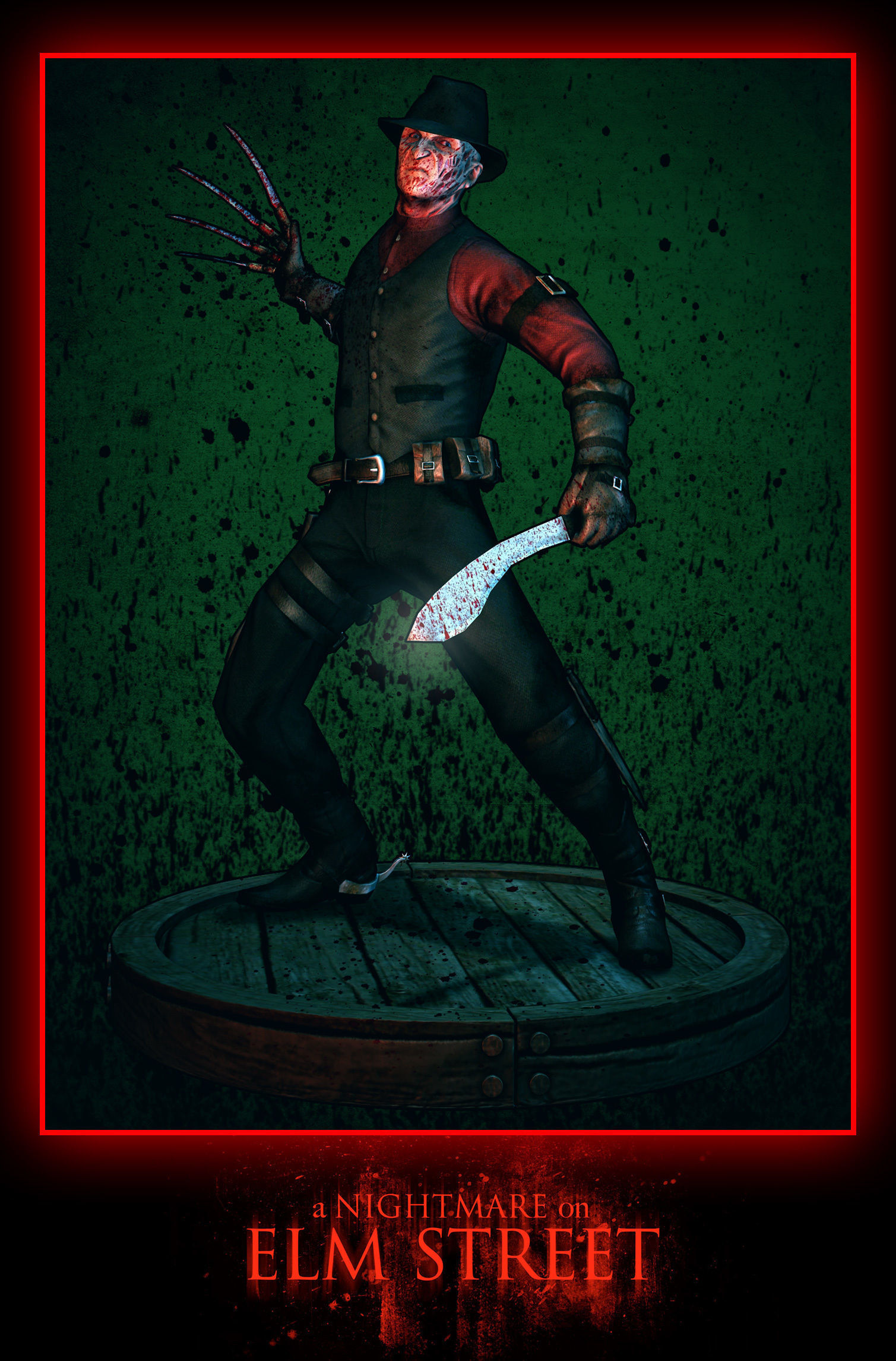 Western Style Freddy Krueger Game Mesh Low-poly 3D model_4