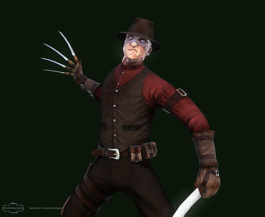 Western Style Freddy Krueger Game Mesh Low-poly 3D model_8