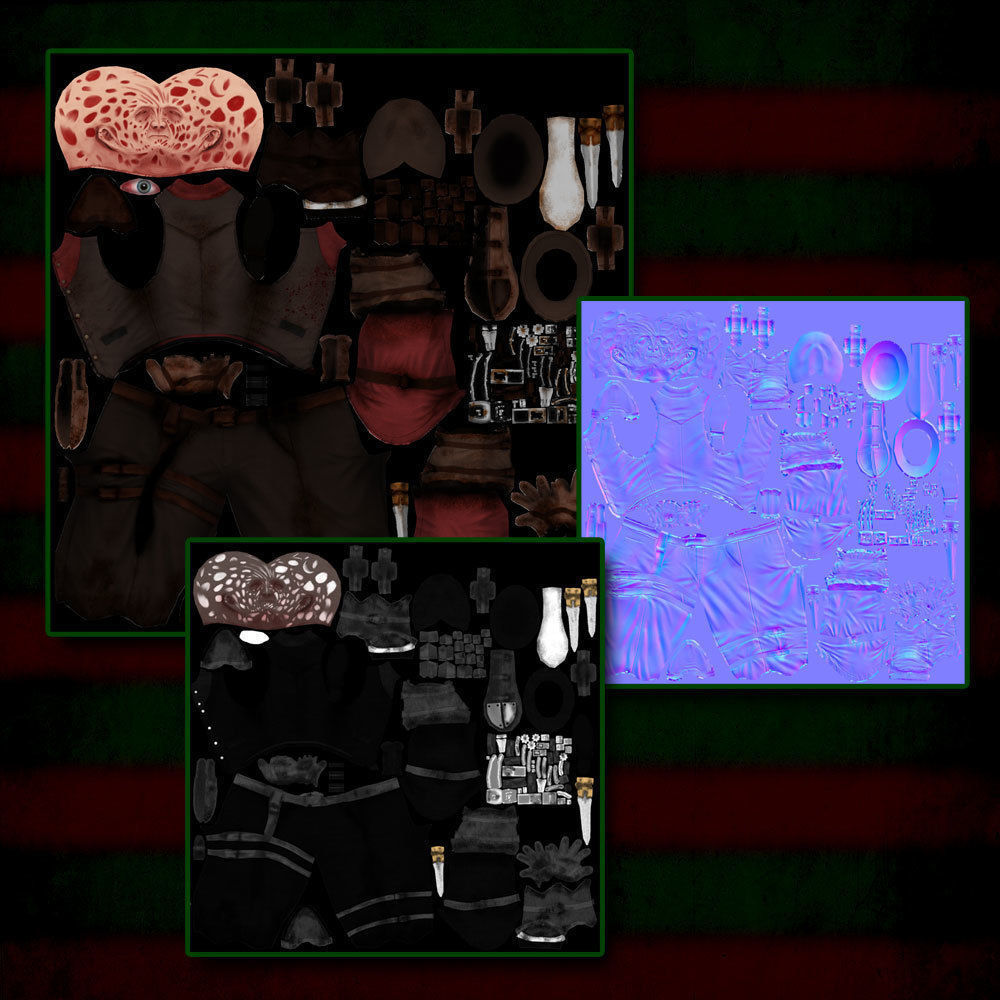 Western Style Freddy Krueger Game Mesh Low-poly 3D model_2