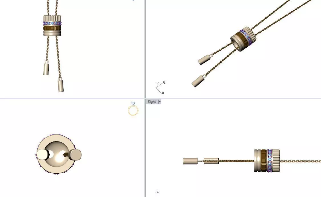Bouchrone pendent Quatre Classique Tie Necklace small model 3D print model