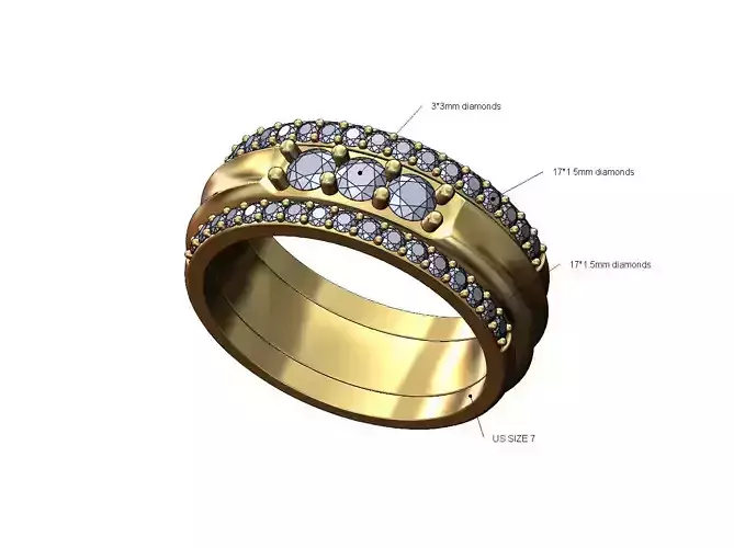 Half etenity gurad diamond pocket concave band US size 7