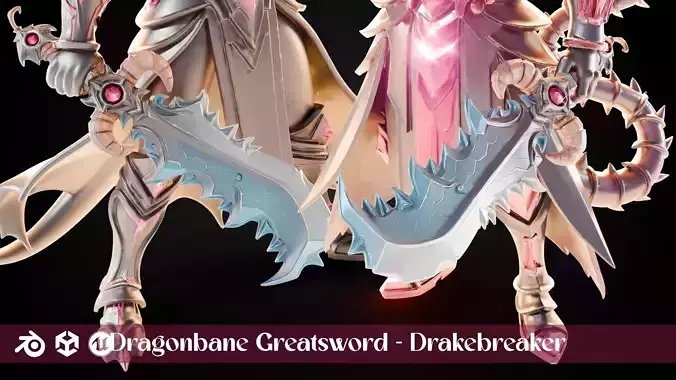 Stylized Sword - Dragonbane Greatsword Drakebreaker - Game Ready