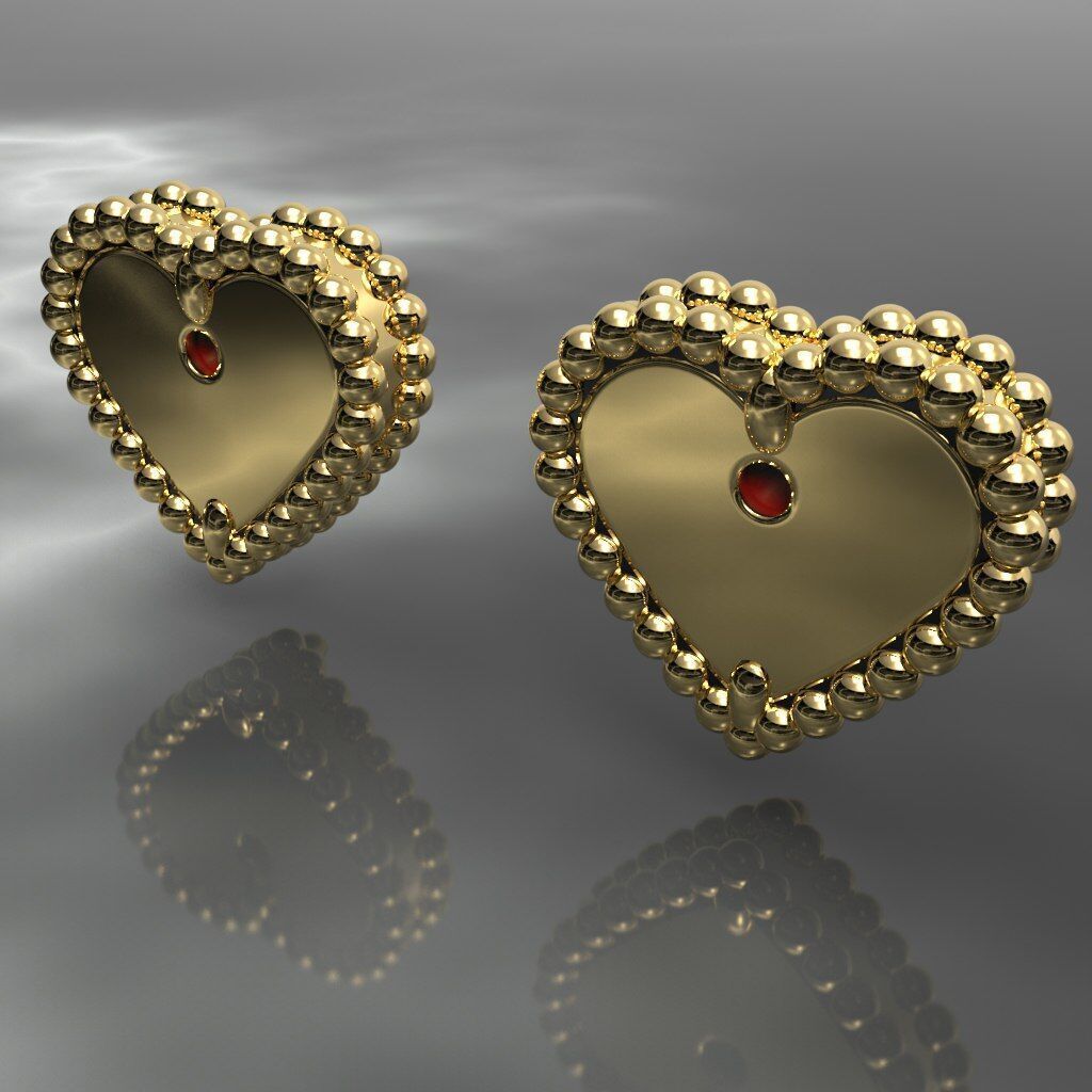 Heart Earrings 3D print model_1