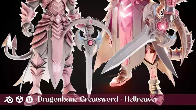 Stylized Sword - Dragonbane Greatsword Hellreaver - Game Ready