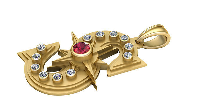 Gold Pendant Ruby  3D print model