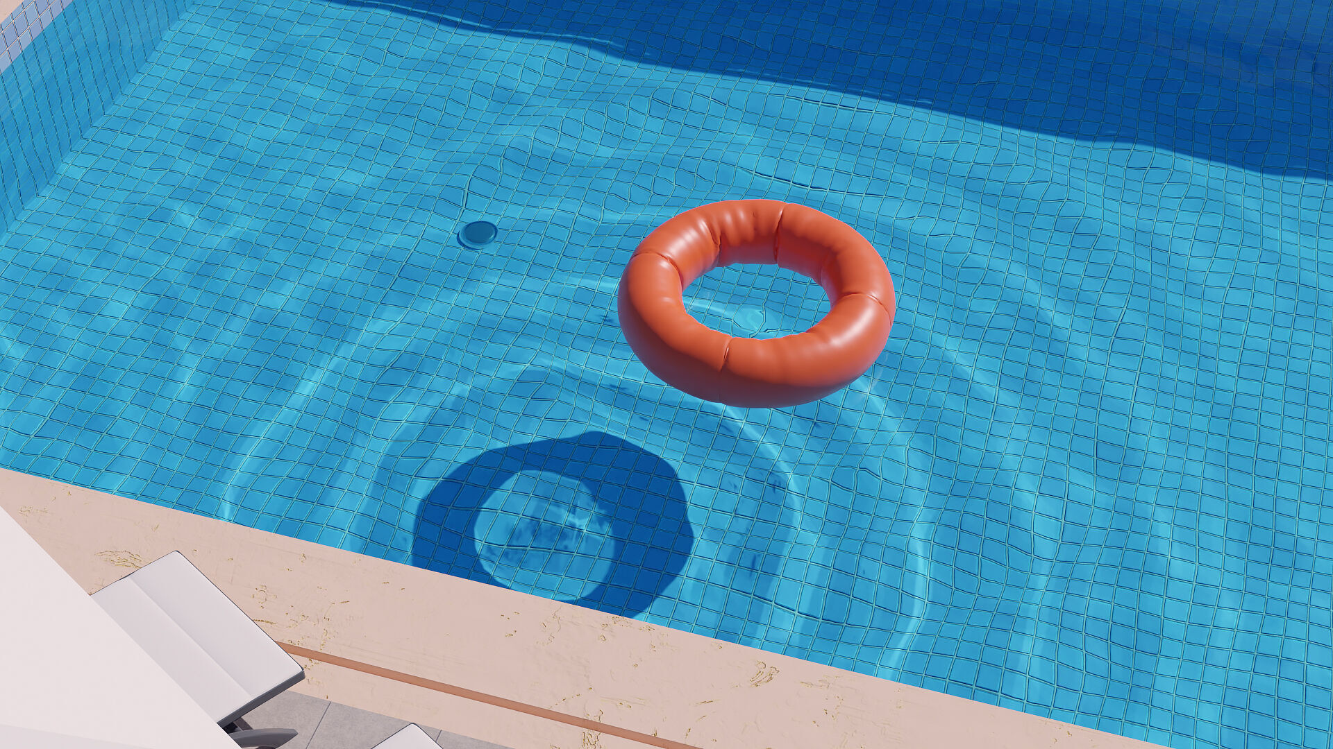 A swimming pool set with realistic water 3D model_7