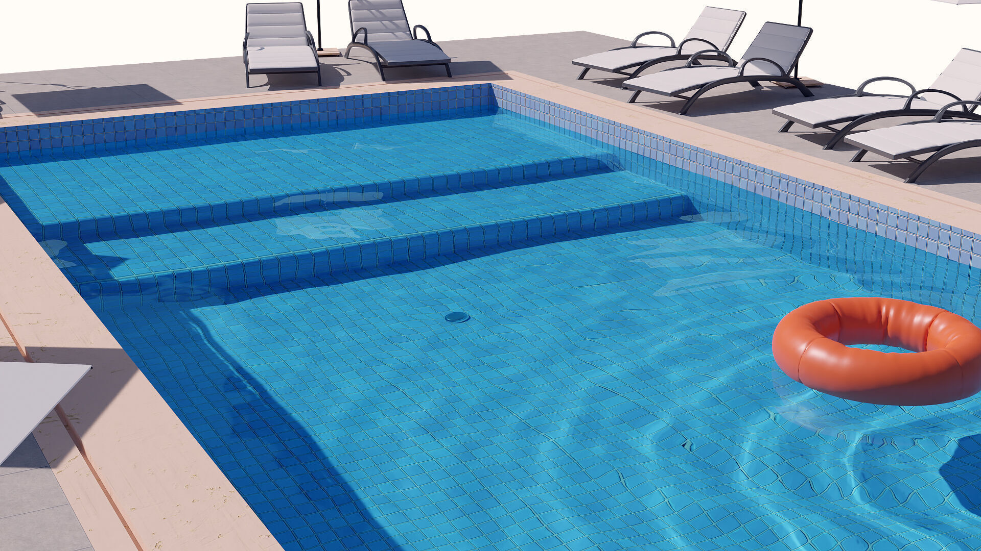 A swimming pool set with realistic water 3D model_6
