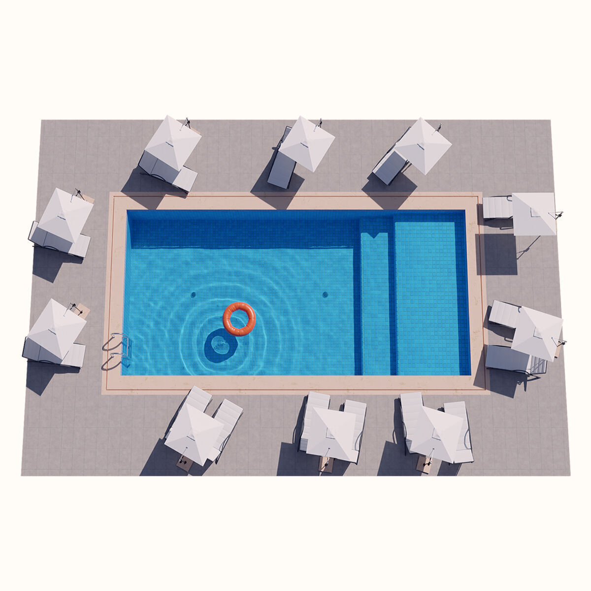 A swimming pool set with realistic water 3D model_3