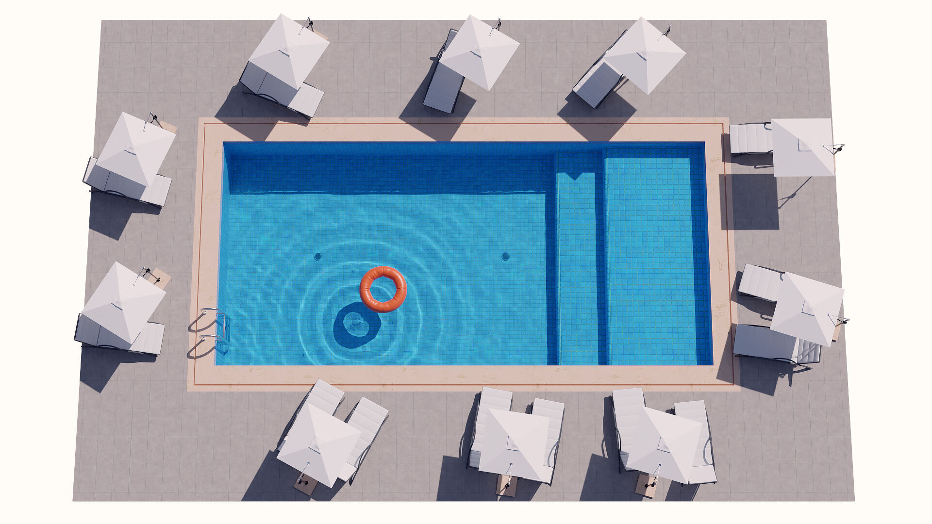 A swimming pool set with realistic water 3D model_0