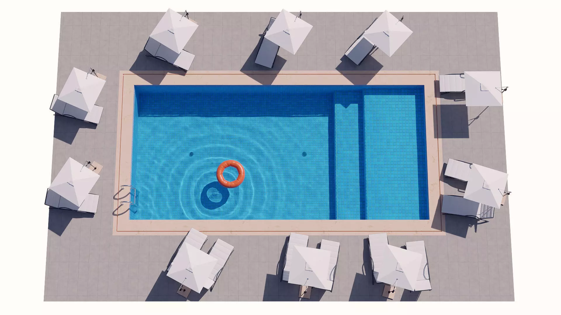 A swimming pool set with realistic water 3D model_0