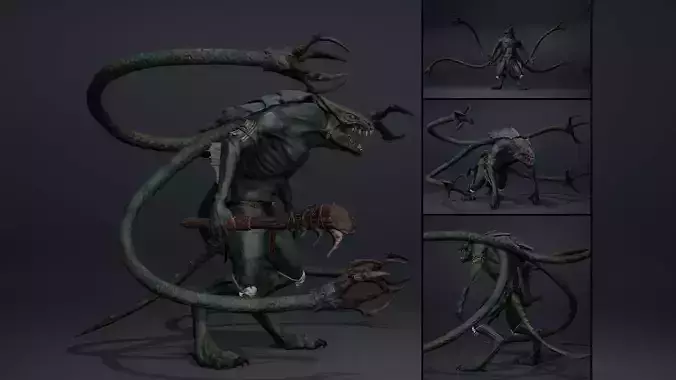 Mistsnake Furry Low-poly 3D model