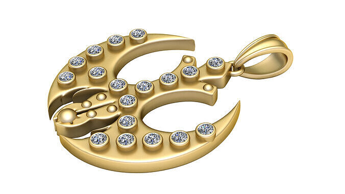 Crescent t Trident  PENDANT  3D print model