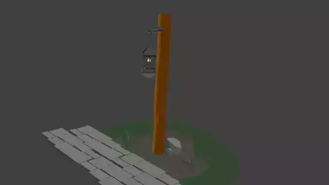 Stylized Cartoon Wooden Street Lamp 3D Model Game Ready LowPoly