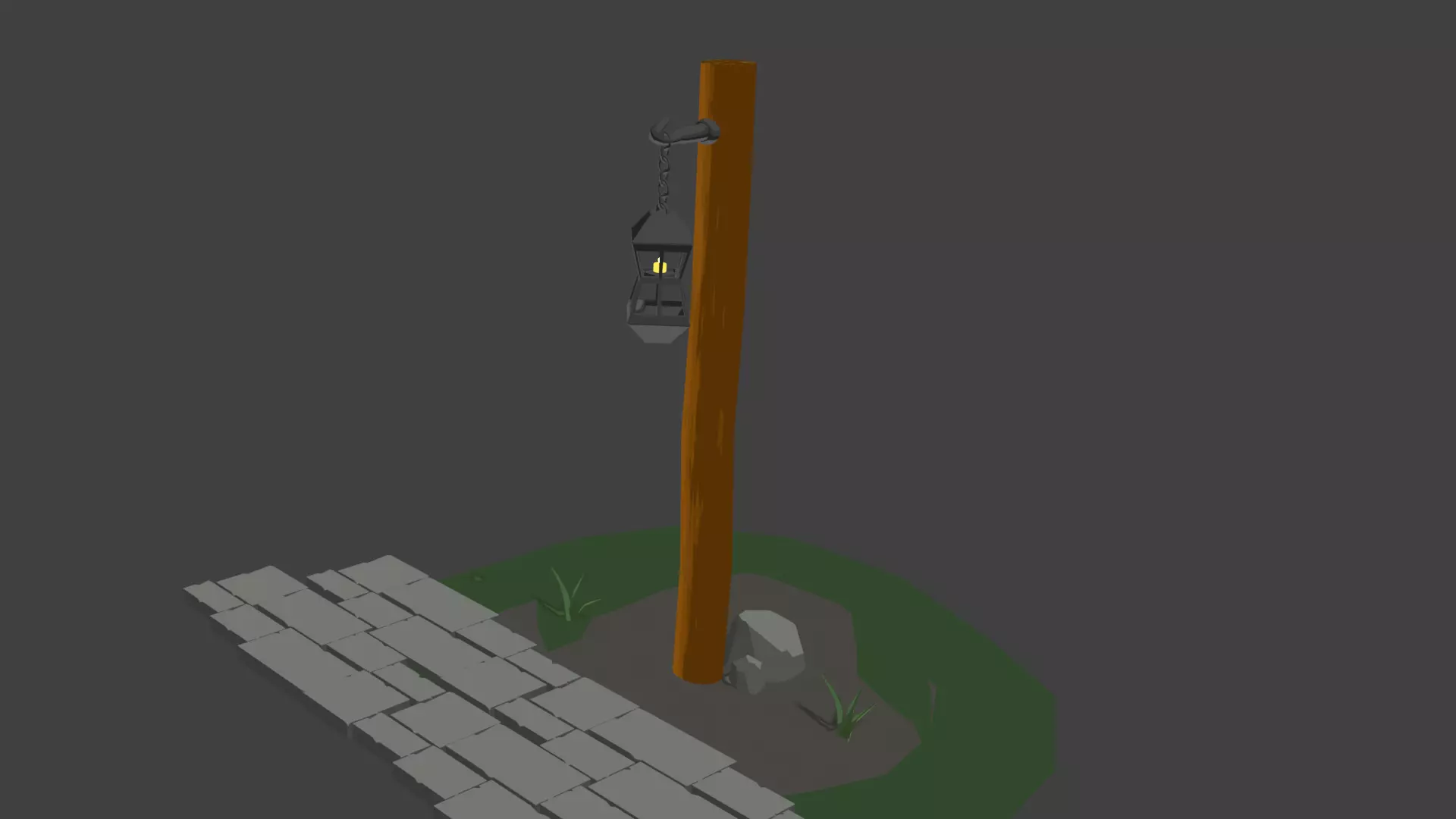 Stylized Cartoon Wooden Street Lamp 3D Model Game Ready LowPoly Free low-poly 3D model