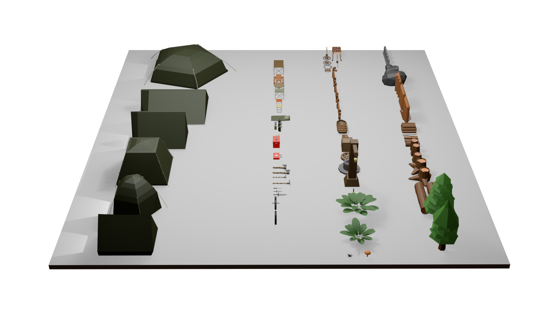 Low Poly Camping Asset Pack - Modular Stylized 3D Models Low-poly 3D model_4
