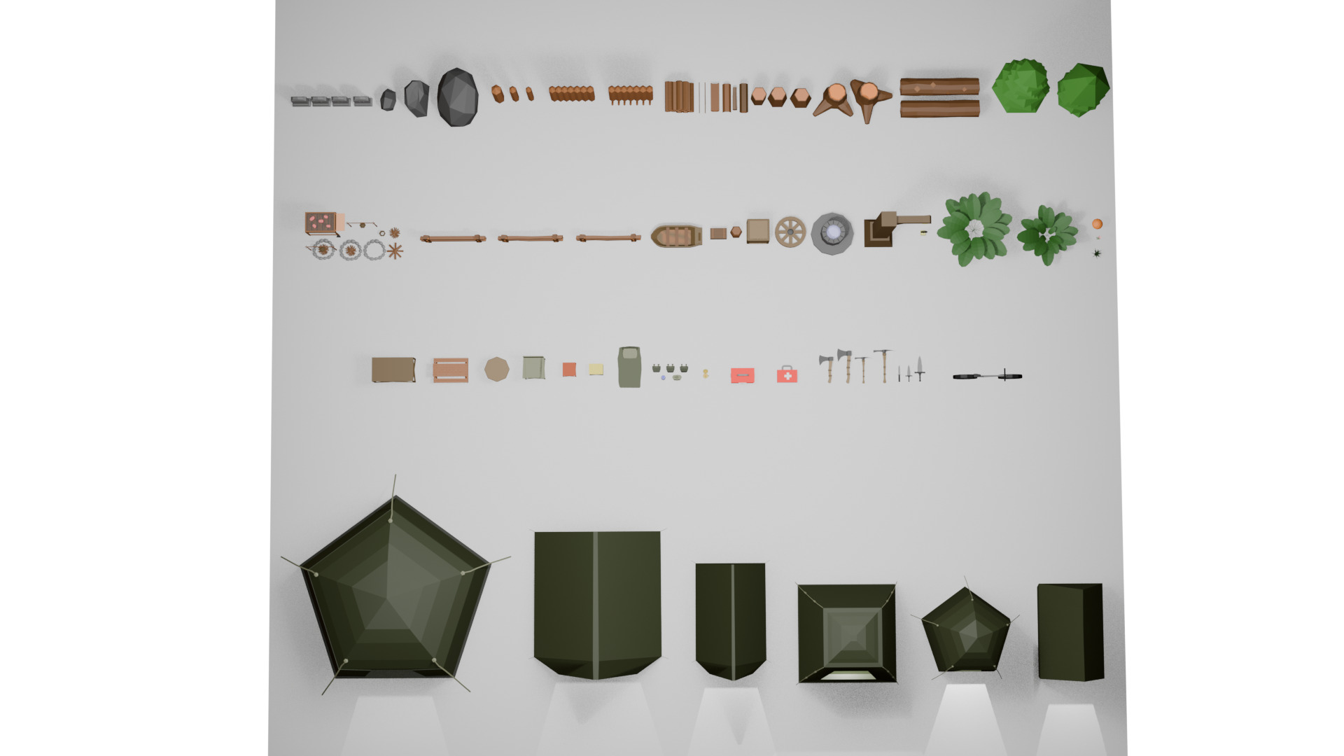 Low Poly Camping Asset Pack - Modular Stylized 3D Models Low-poly 3D model_5