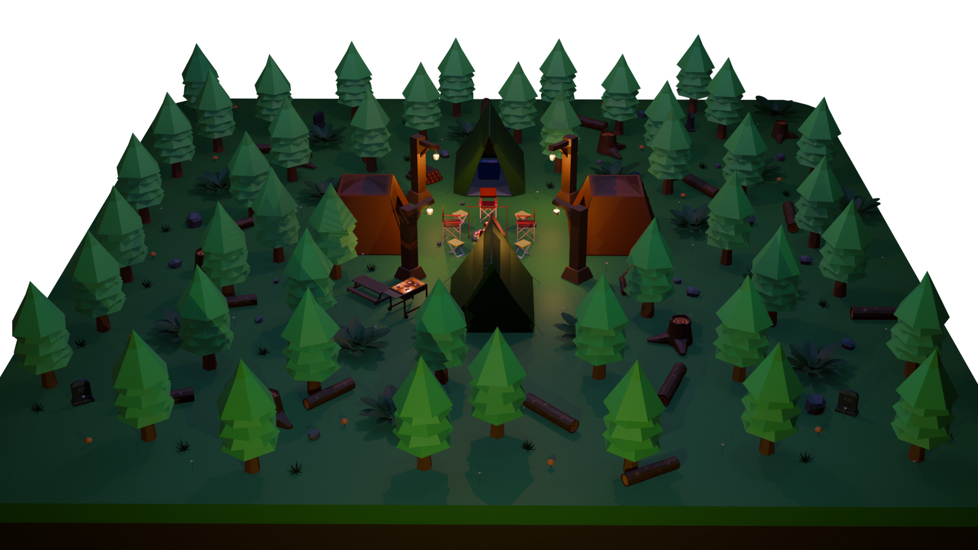 Low Poly Camping Asset Pack - Modular Stylized 3D Models Low-poly 3D model_6