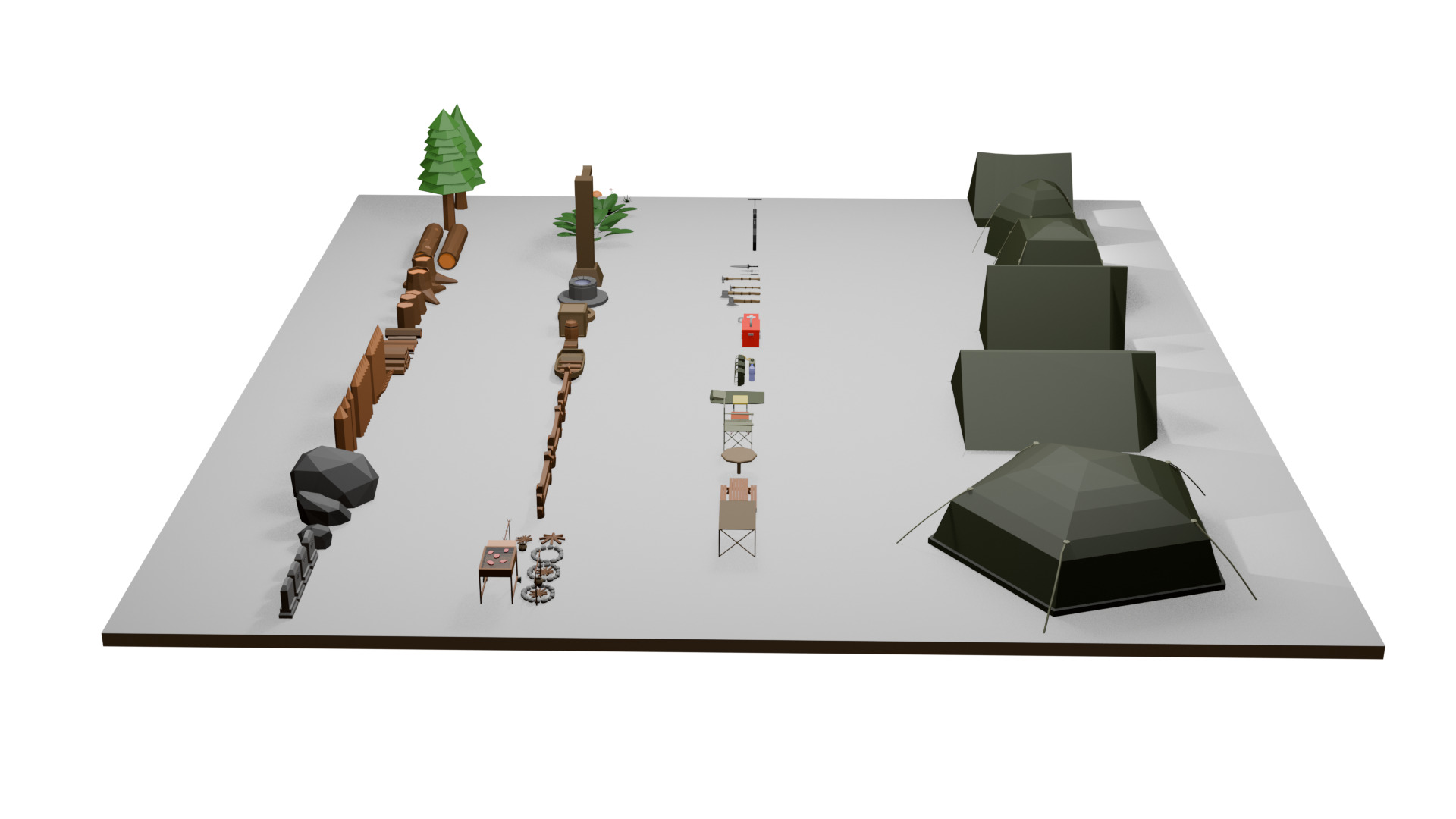 Low Poly Camping Asset Pack - Modular Stylized 3D Models Low-poly 3D model_2