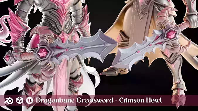 Stylized Sword - Dragonbane Greatsword Crimson Howl - Game Ready