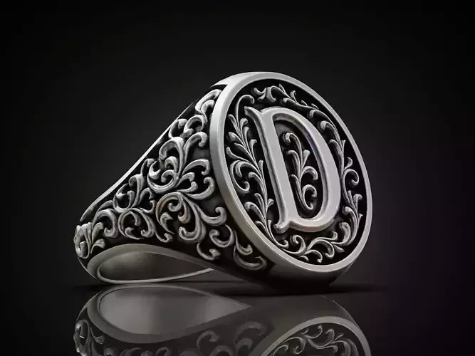 Monogram D Signet Ring  Vintage Ornament