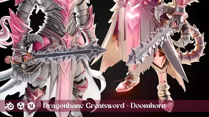 Stylized Sword - Dragonbane Greatsword Doomhorn - Game Ready
