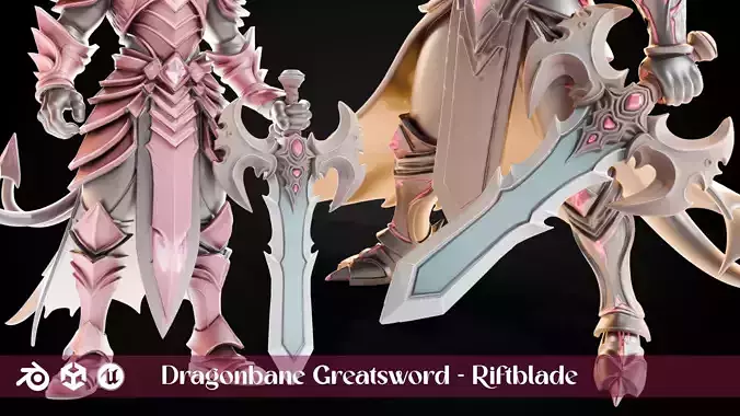 Stylized Sword - Dragonbane Greatsword Riftblade - Game Ready