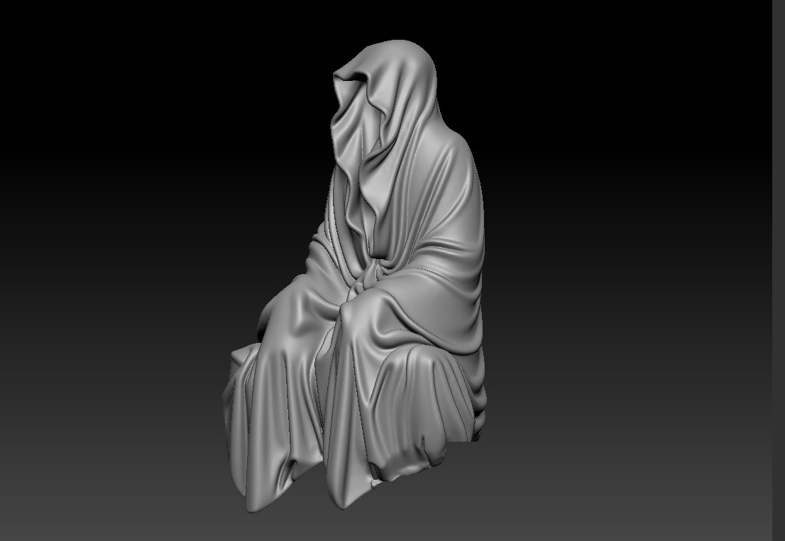 Resin Tabletop Gothic Decor Sitting Statue 3D print model_14