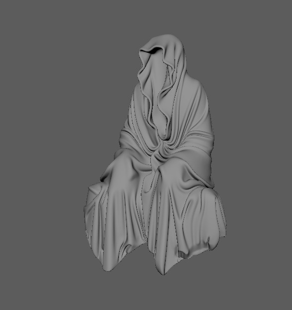 Resin Tabletop Gothic Decor Sitting Statue 3D print model_18