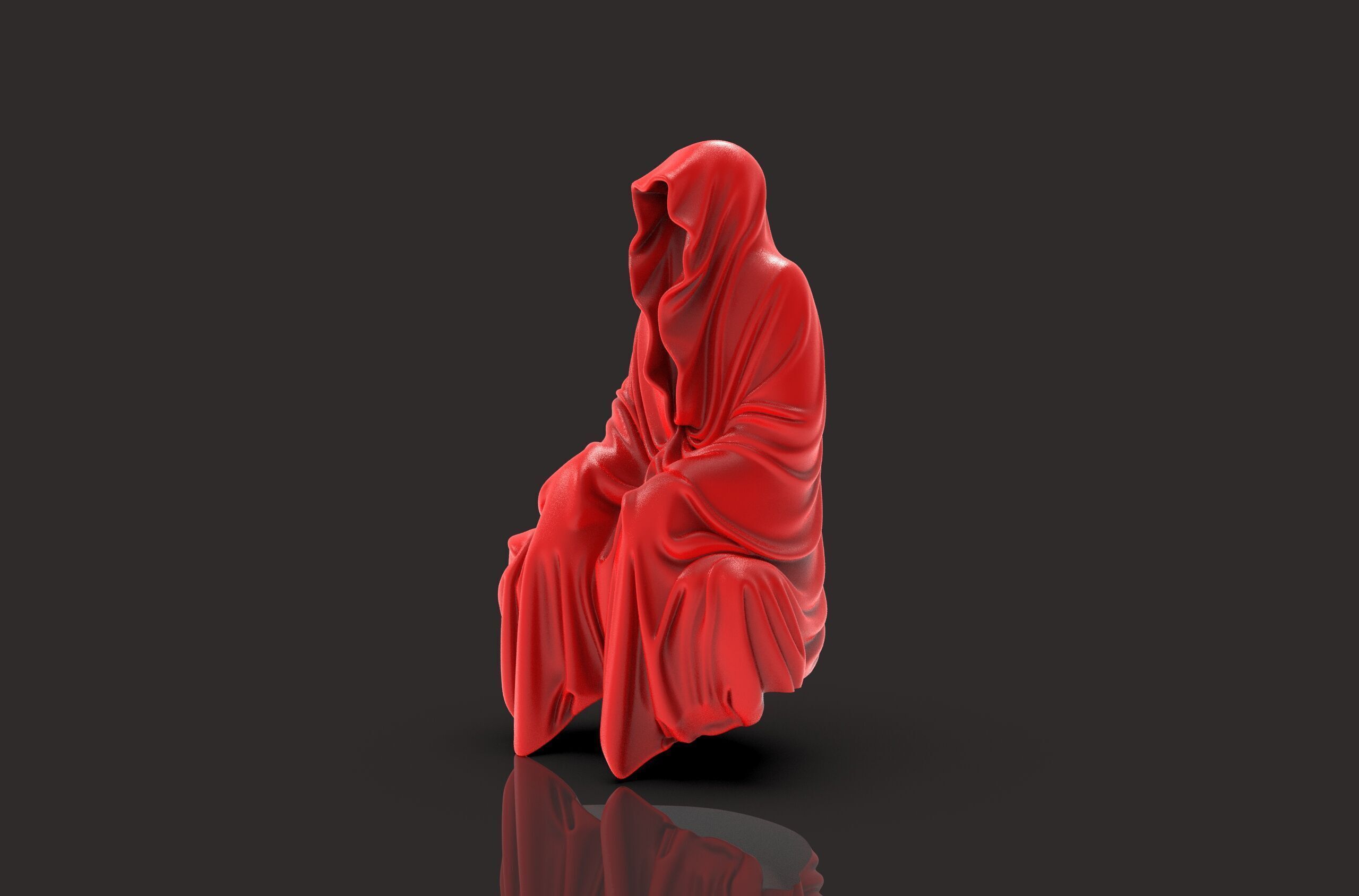 Resin Tabletop Gothic Decor Sitting Statue 3D print model_2