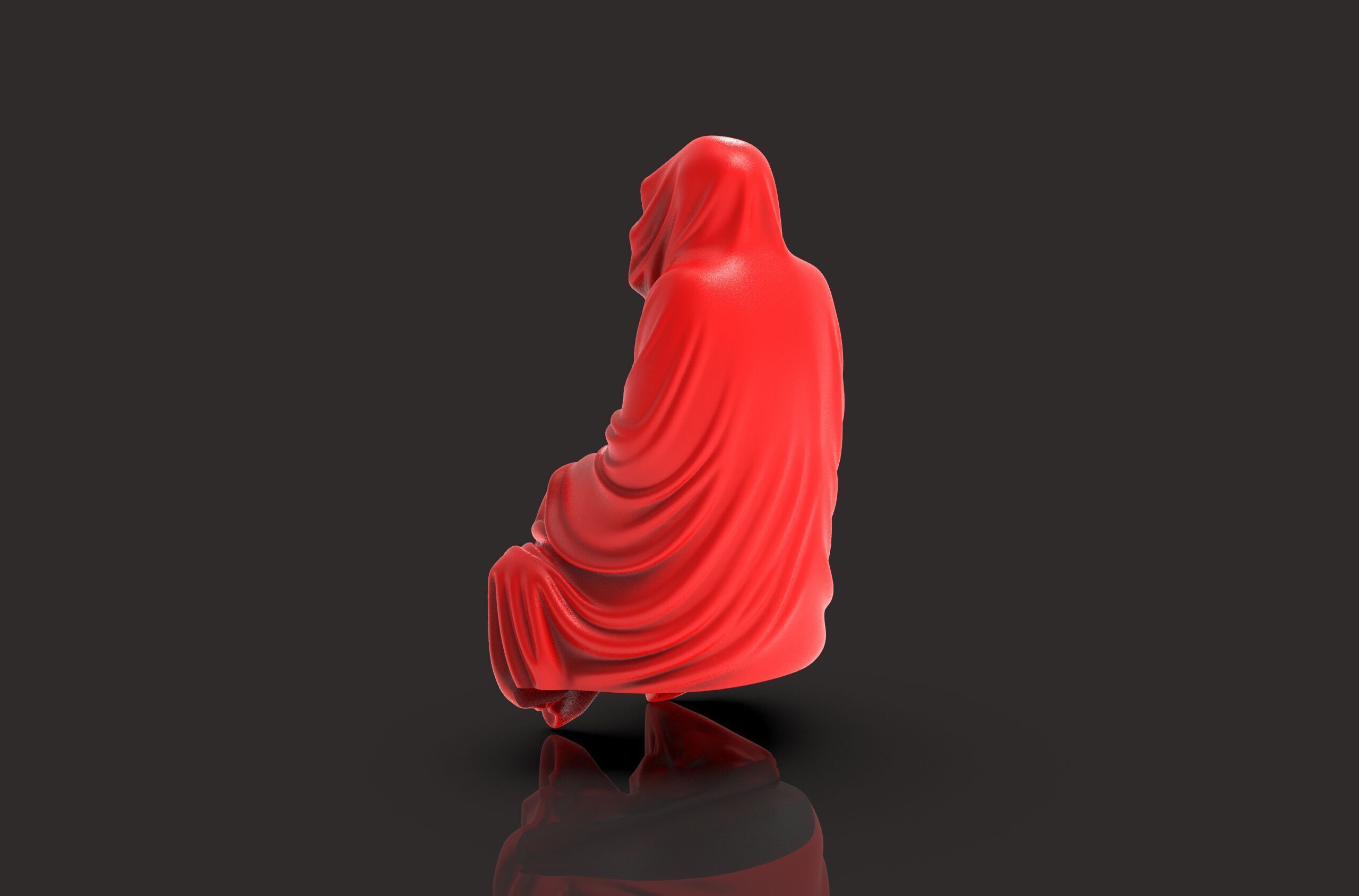 Resin Tabletop Gothic Decor Sitting Statue 3D print model_5