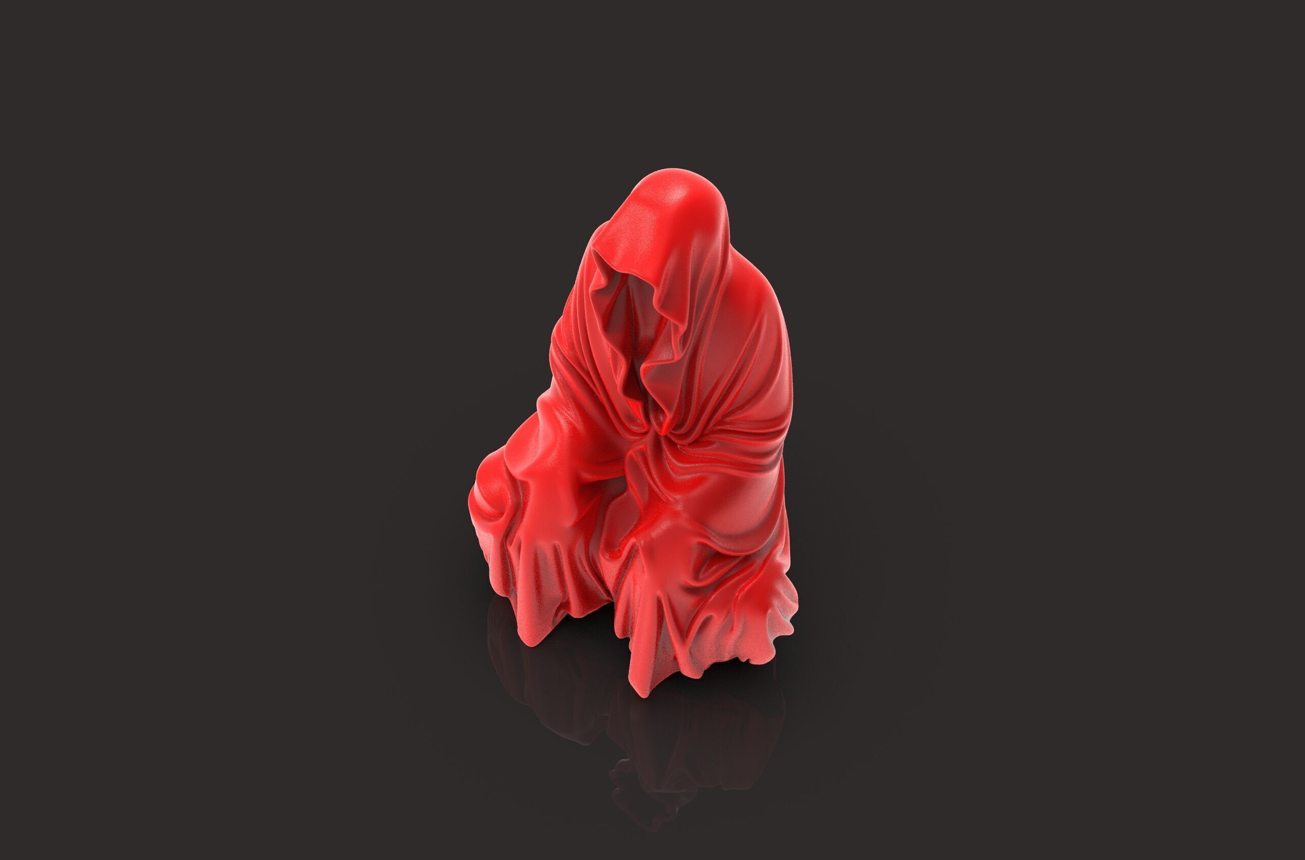 Resin Tabletop Gothic Decor Sitting Statue 3D print model_4