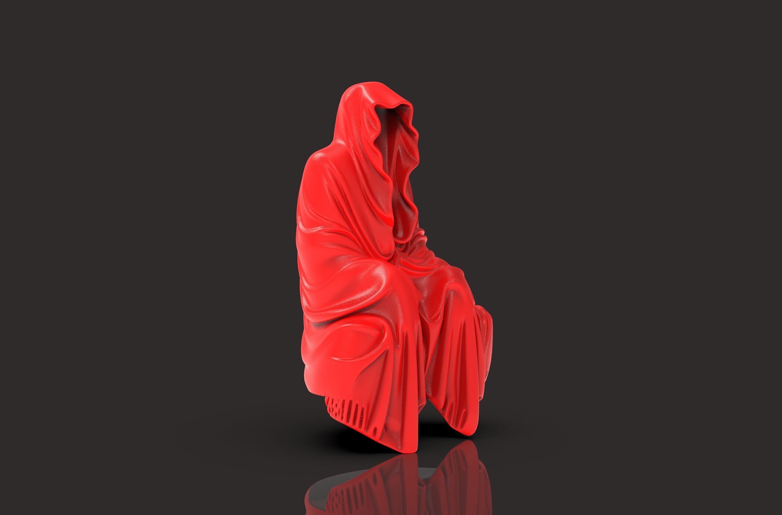 Resin Tabletop Gothic Decor Sitting Statue 3D print model_3