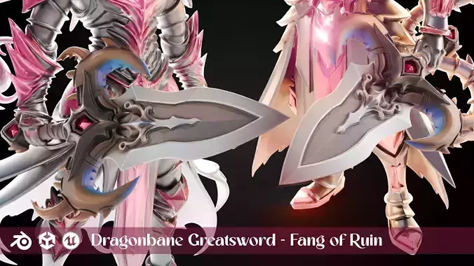 Stylized Sword - Dragonbane Greatsword Fang of Ruin - Game Ready